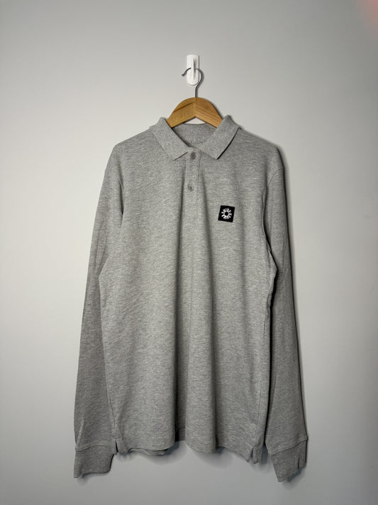 Long Sleeve Polo Shirt - Heather Grey