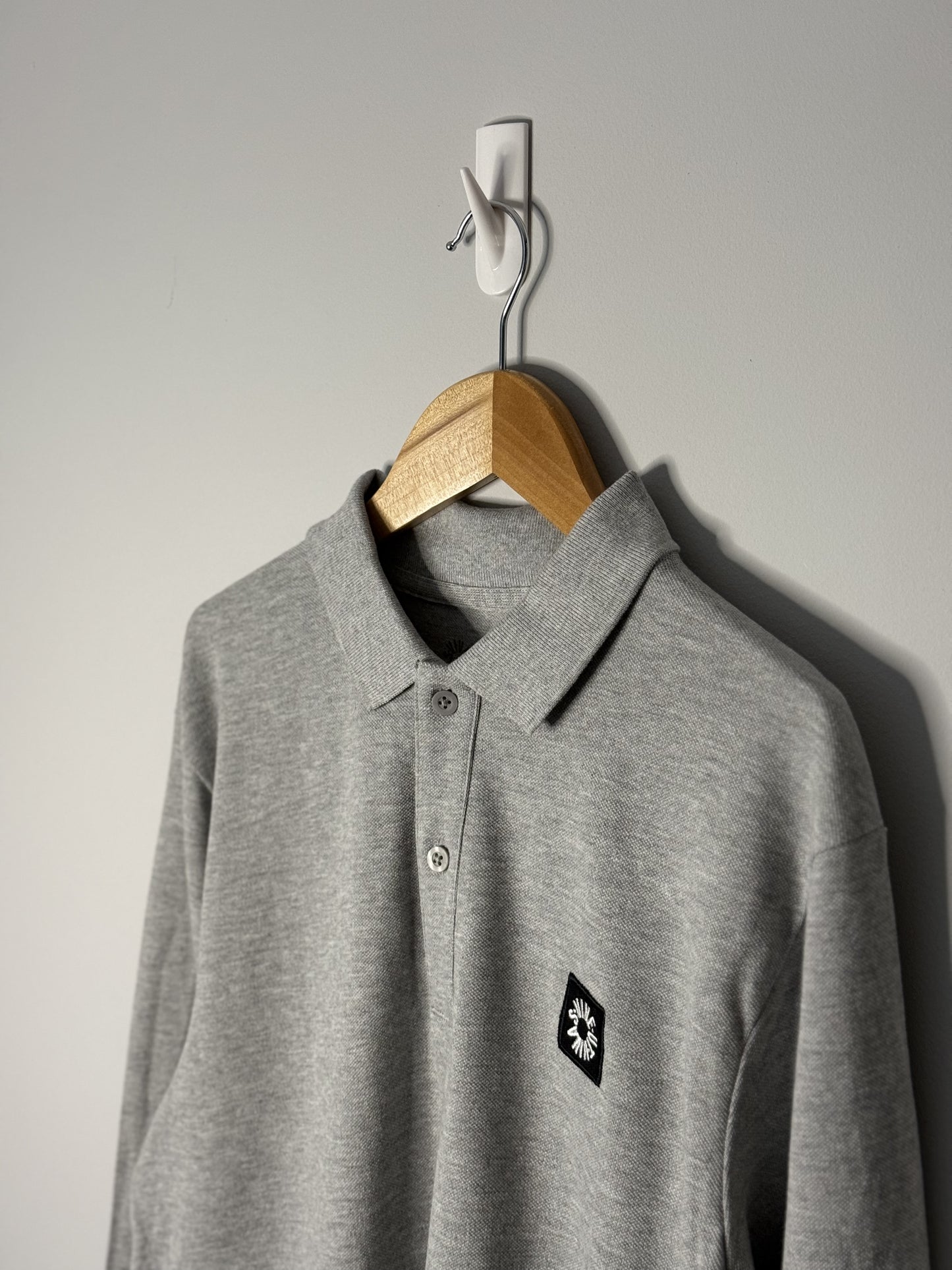 Long Sleeve Polo Shirt - Heather Grey