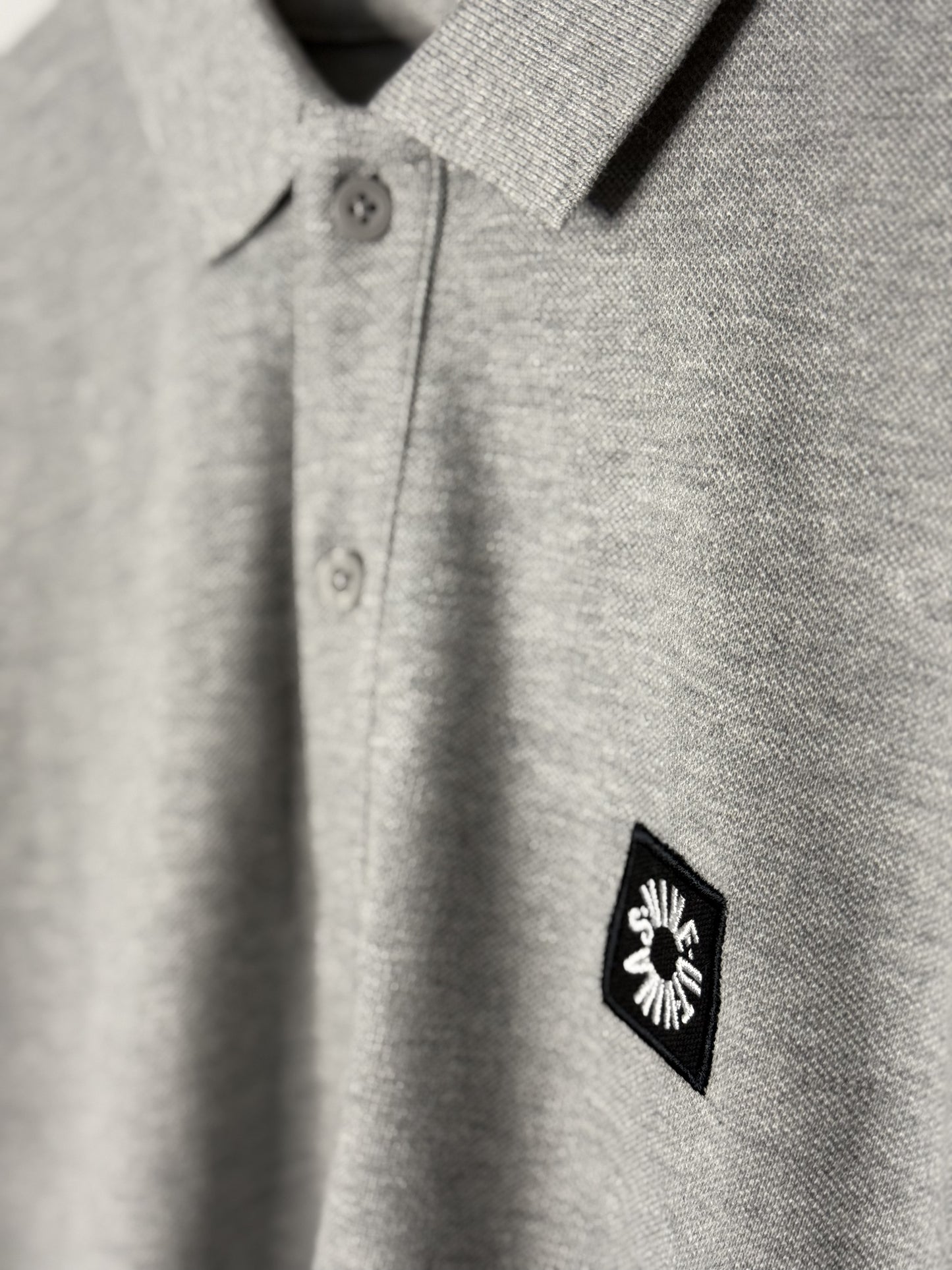 Long Sleeve Polo Shirt - Heather Grey