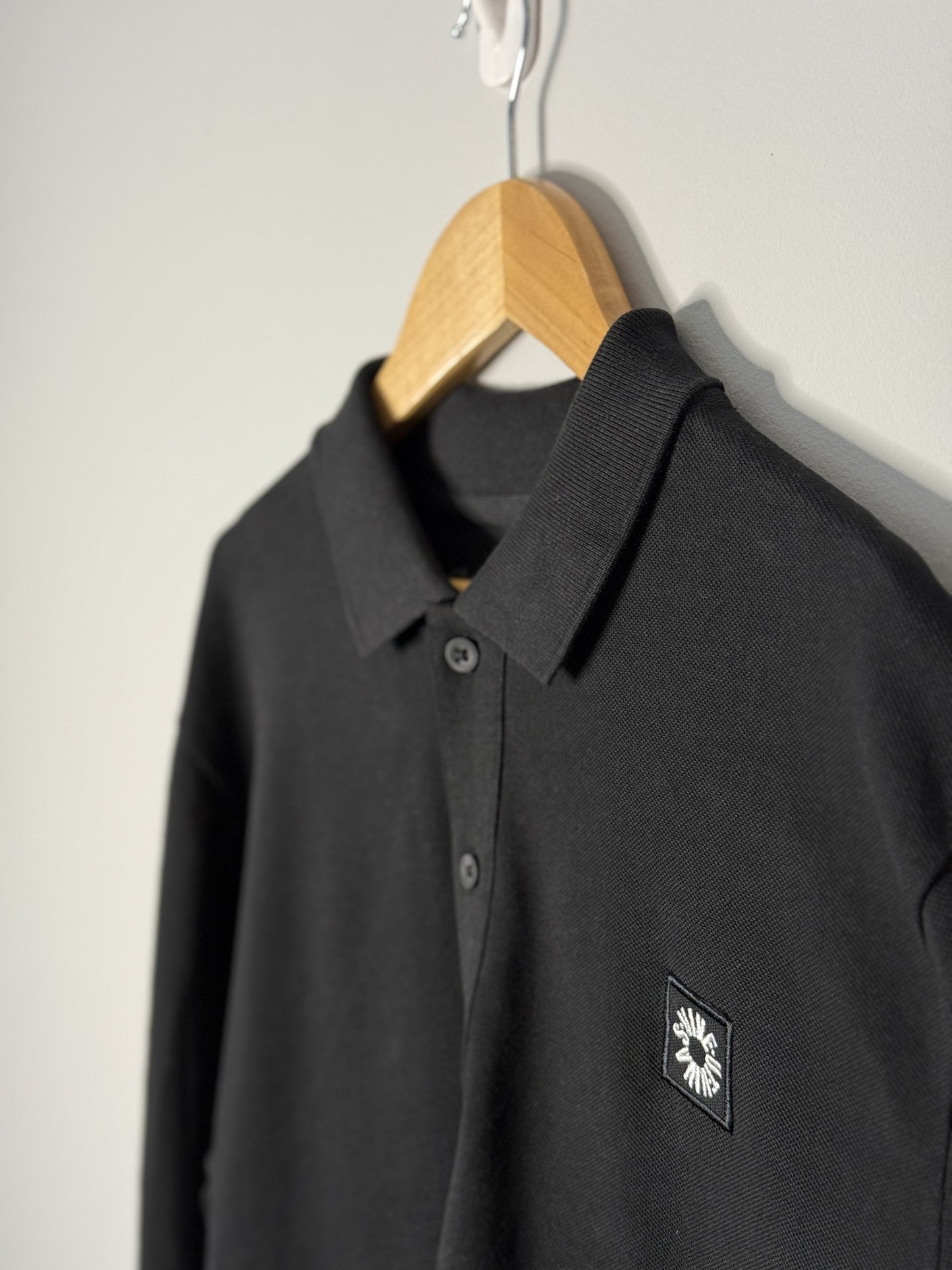 Long Sleeve Polo Shirt - Black